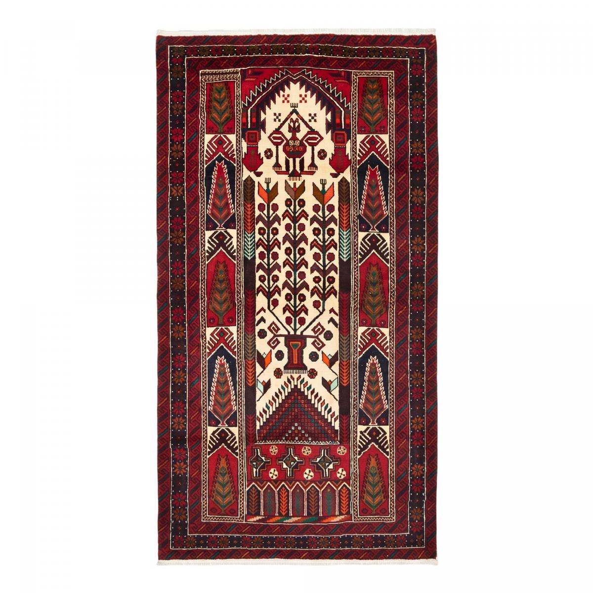 Tapis d'orient oriental, noué main en laine, BALUTSCH 1 rouge, crème, noir, UN AMOUR DE TAPIS
