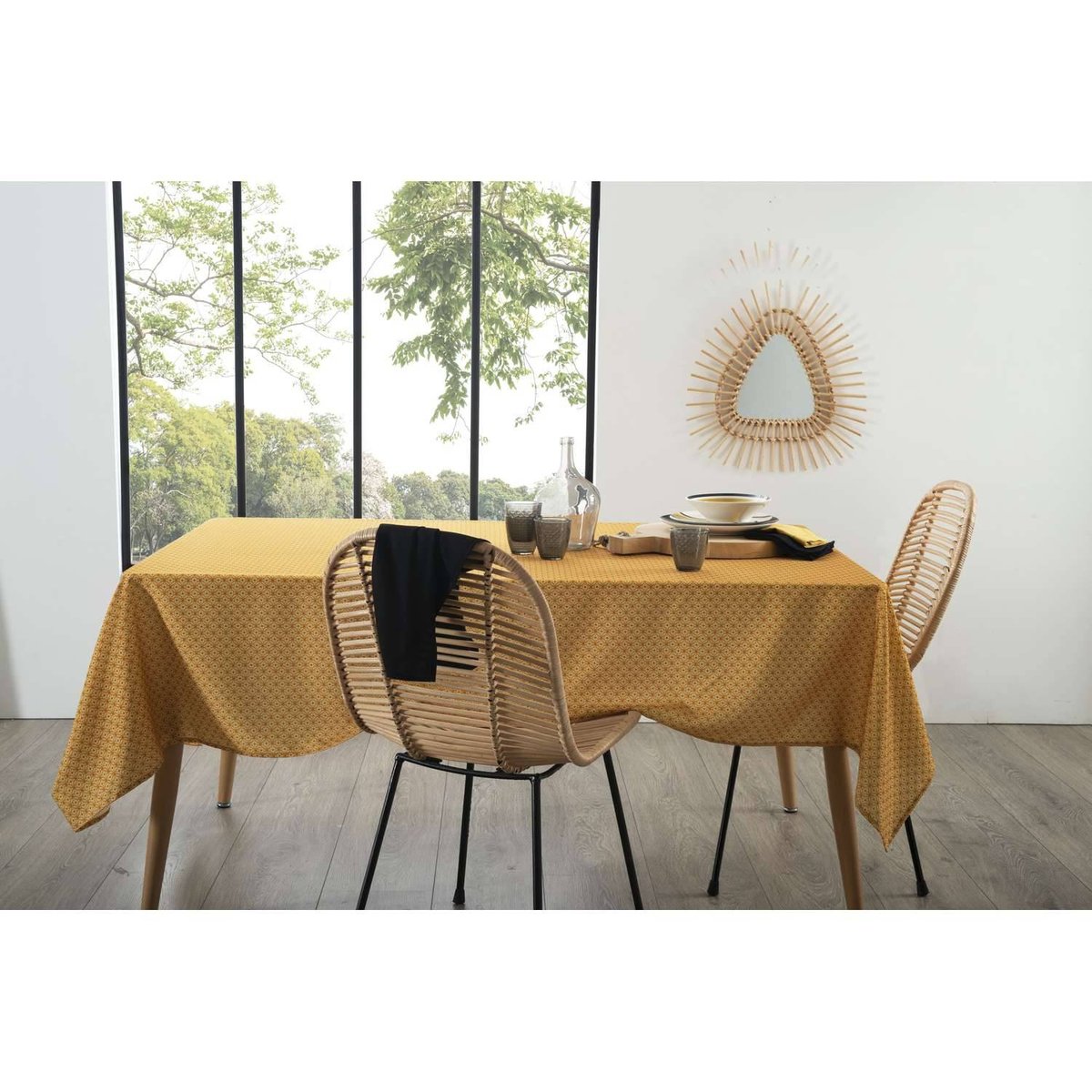 Nappe antitaches rectangulaire à motifs PATY jaune, ATMOSPHERA