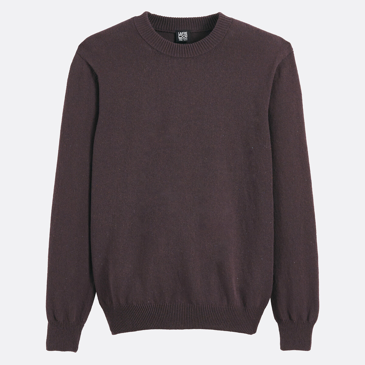 Pull col rond en fine maille marron, LA REDOUTE COLLECTIONS