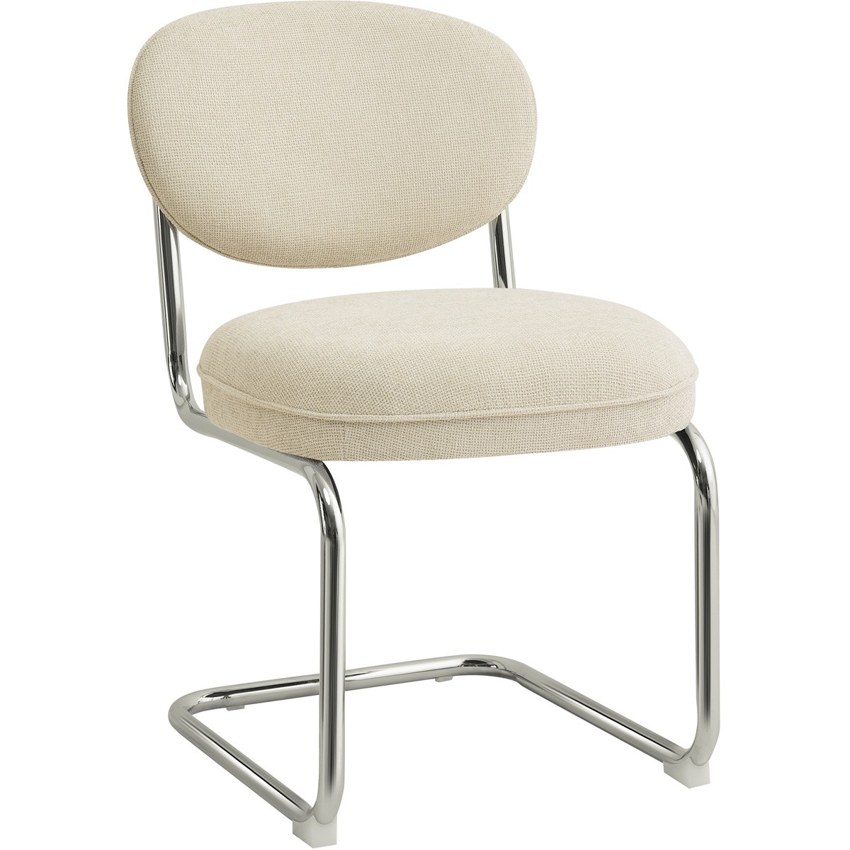 Lot de 2 chaises de salle à manger chromées en tissu chenille - LOU beige, HOMIFAB