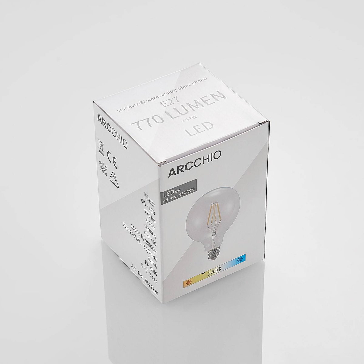 Ampoule E27 en verreLED, E27 6W LED couleur unique, ARCCHIO