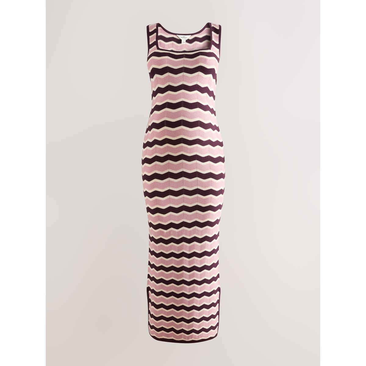 Robe en maille à col carré maternité rose à rayures, NEXT