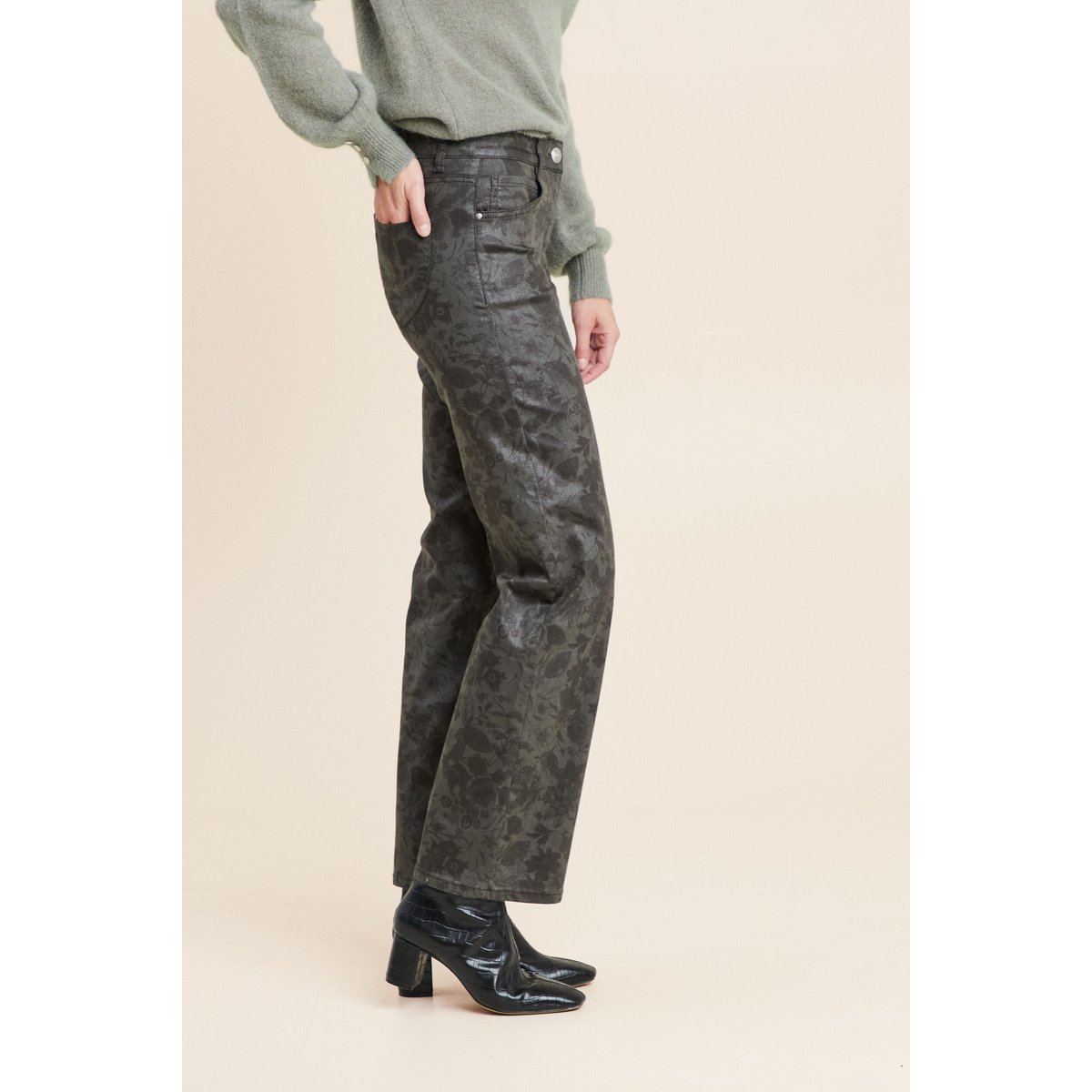 Pantalon taille basculée vert, BREAL