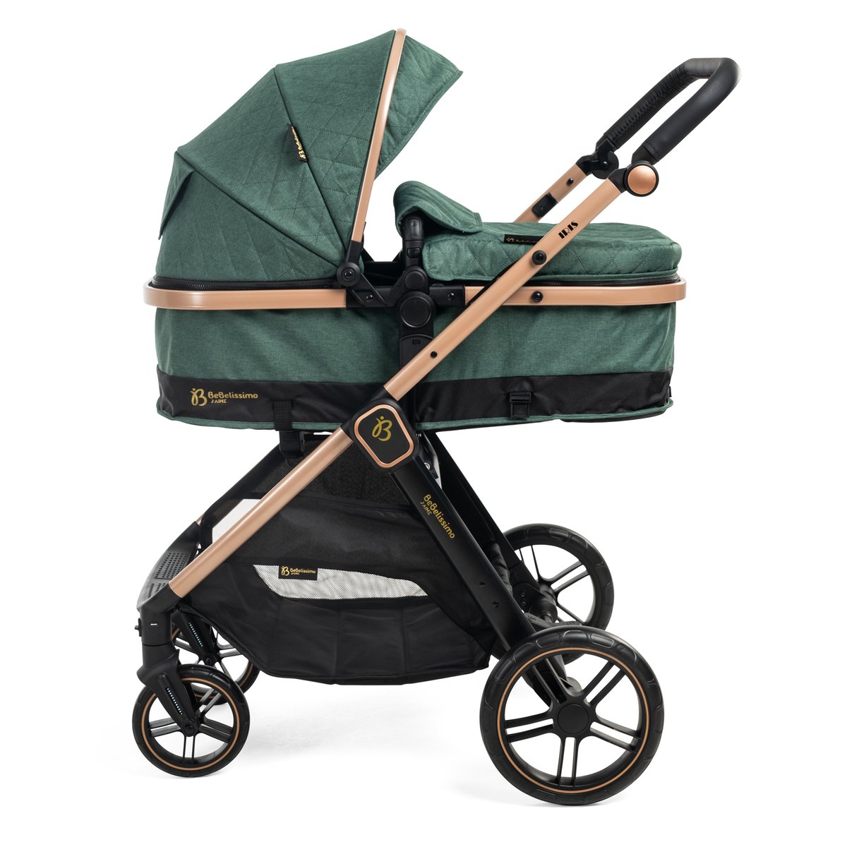 Poussette combinée trio 3 en 1 - siège auto 0+ IRIS – nacelle – dès la naissance – jusqu’à 22kg - vert vert, BEBELISSIMO J'AIME