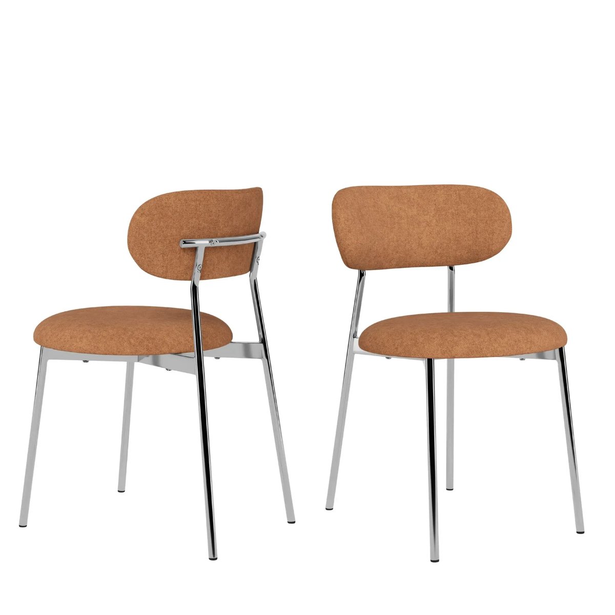 Chaises de salle à manger chrome et tissu (lot de 2) - LISON orange terracotta, HELLIN, DEPUIS 1862