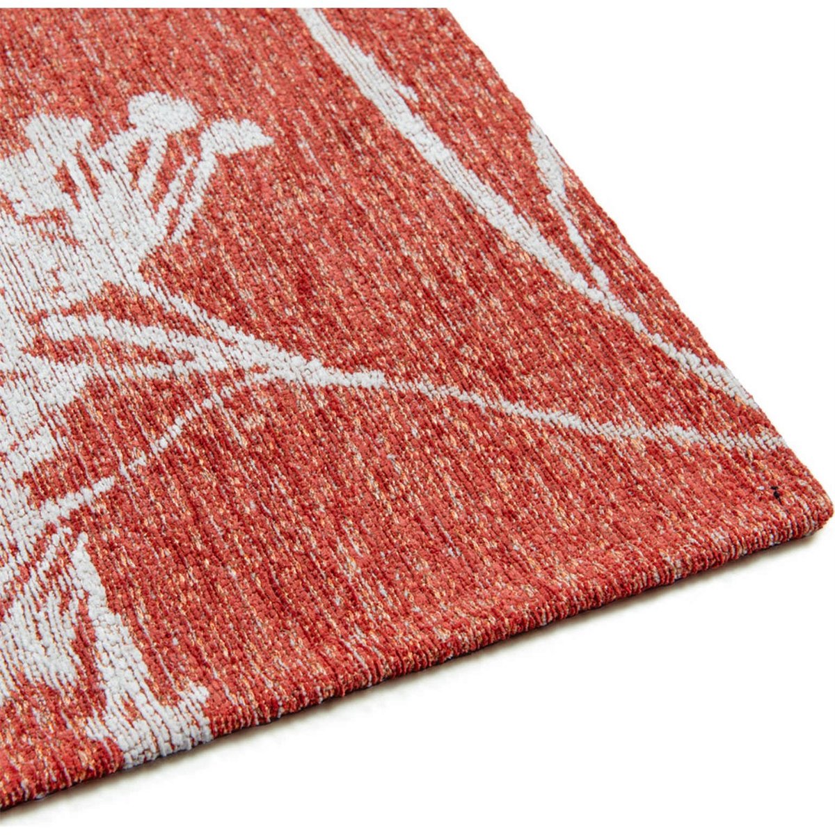 Tapis intérieur extérieur, PARSLEY rouge brique à motif blanc, RECOLLECTION