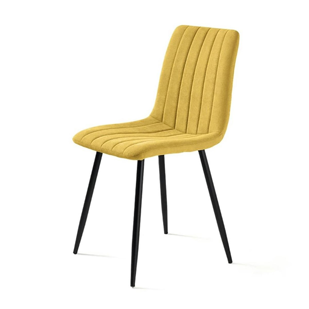 Chaise en tissu coutures verticales (lot de 2) LORA moutarde, PIER IMPORT