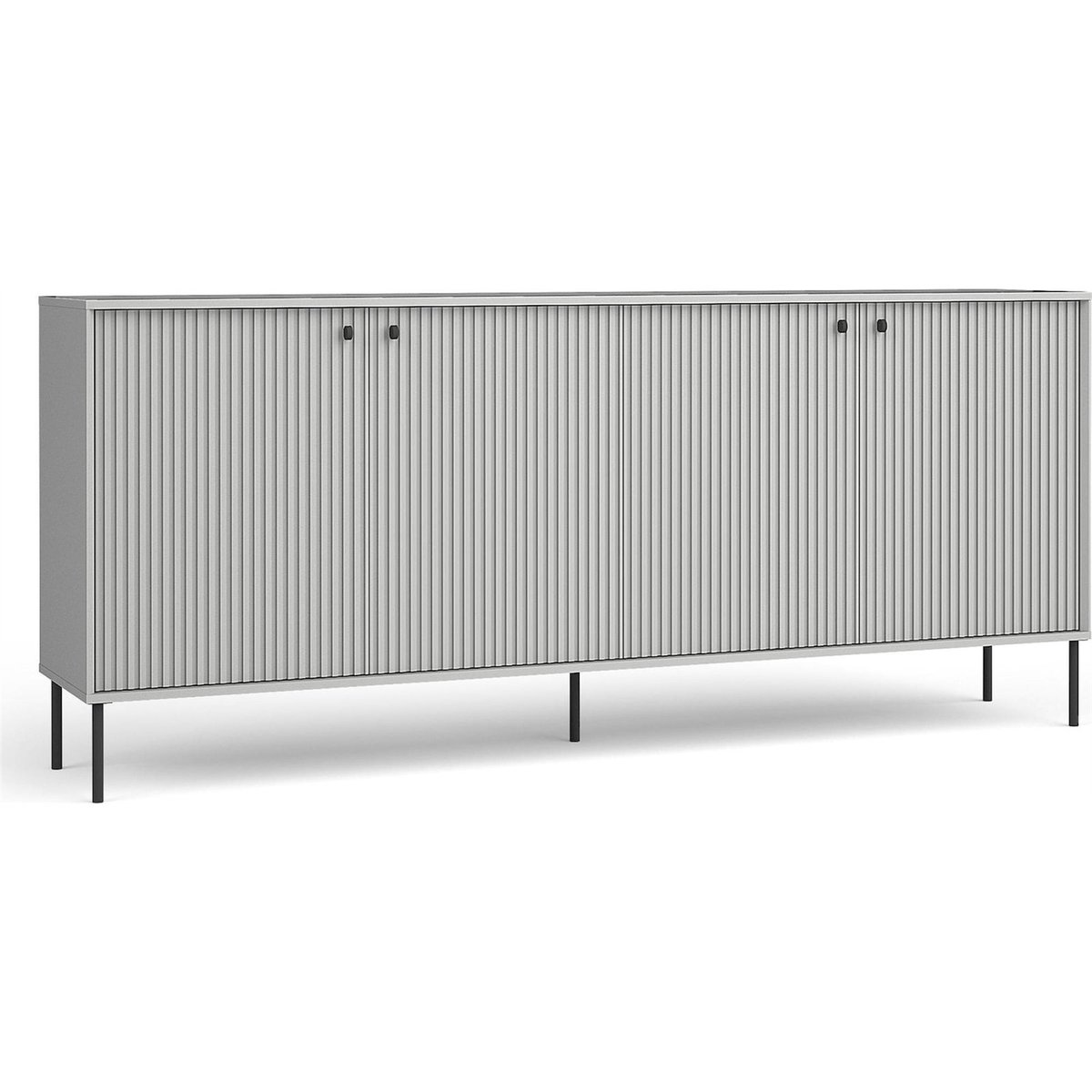 Buffet 4 portes rainurées collection ZEITO gris et noir, RECOLLECTION