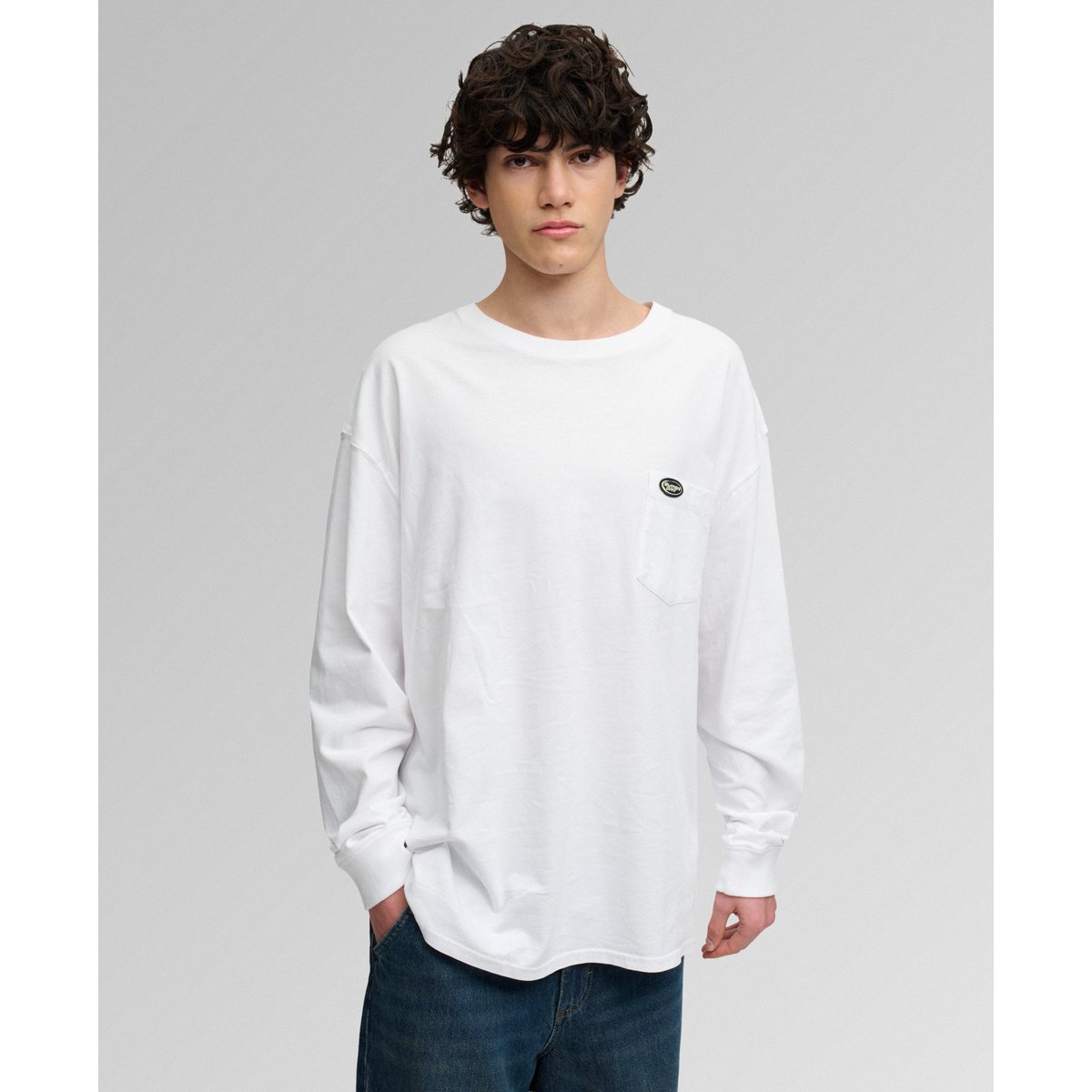 T-shirt à manches longues avec poche optic, SUPERDRY