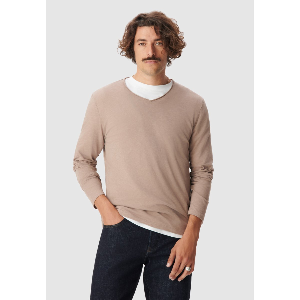 Tee-shirt col V L'Essentiel marron, IKKS