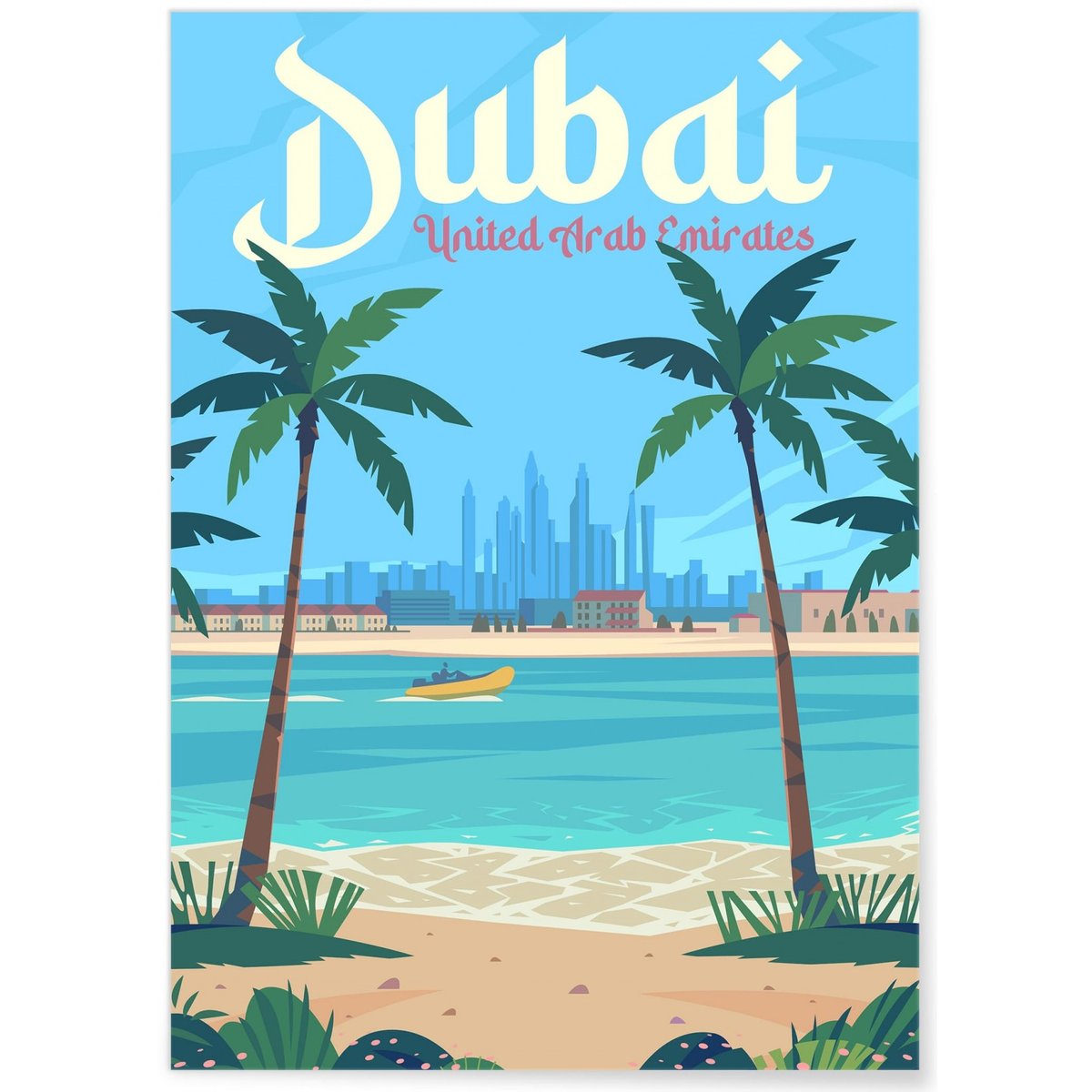 Affiche Dubaï 2 blanc, L'AFFICHERIE