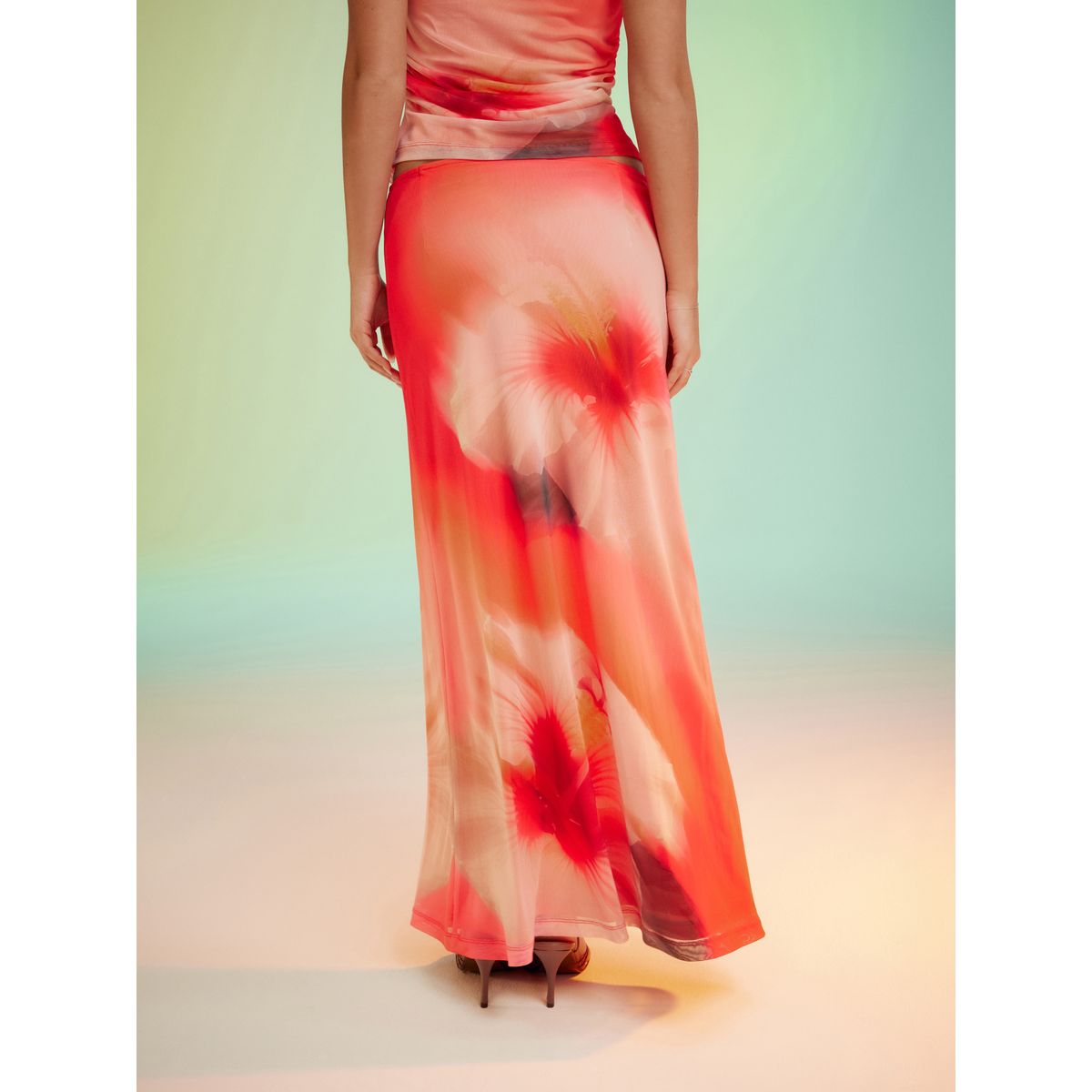 Jupe longue en tulle hibiscus rose, NEXT
