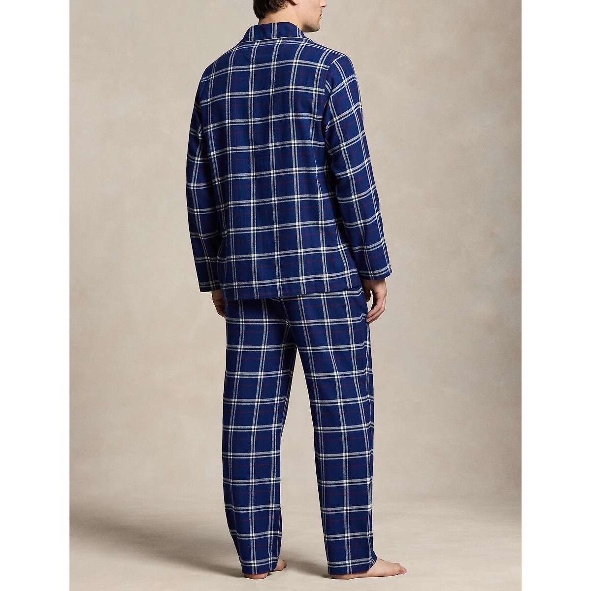 Ensemble de pyjama long en flanelle carreaux bleu marine, POLO RALPH LAUREN
