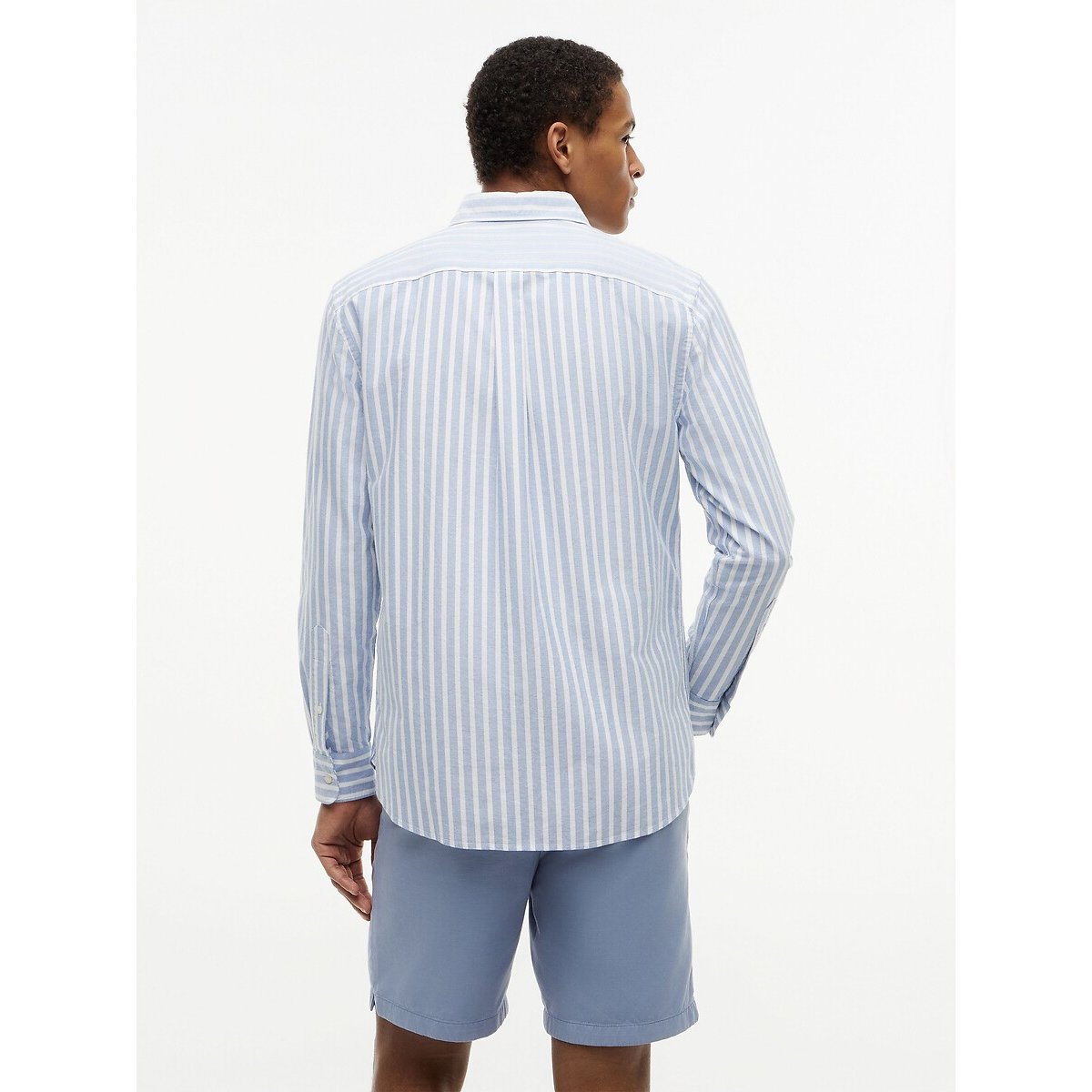 Camicia a maniche lunghe Oxford blu chiaro rigato, TOMMY HILFIGER