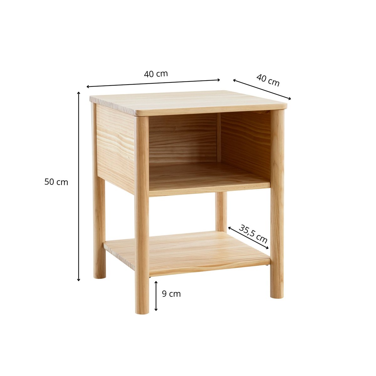 Sommier kit enfant bois massif avec chevet naturel, TERRE DE NUIT