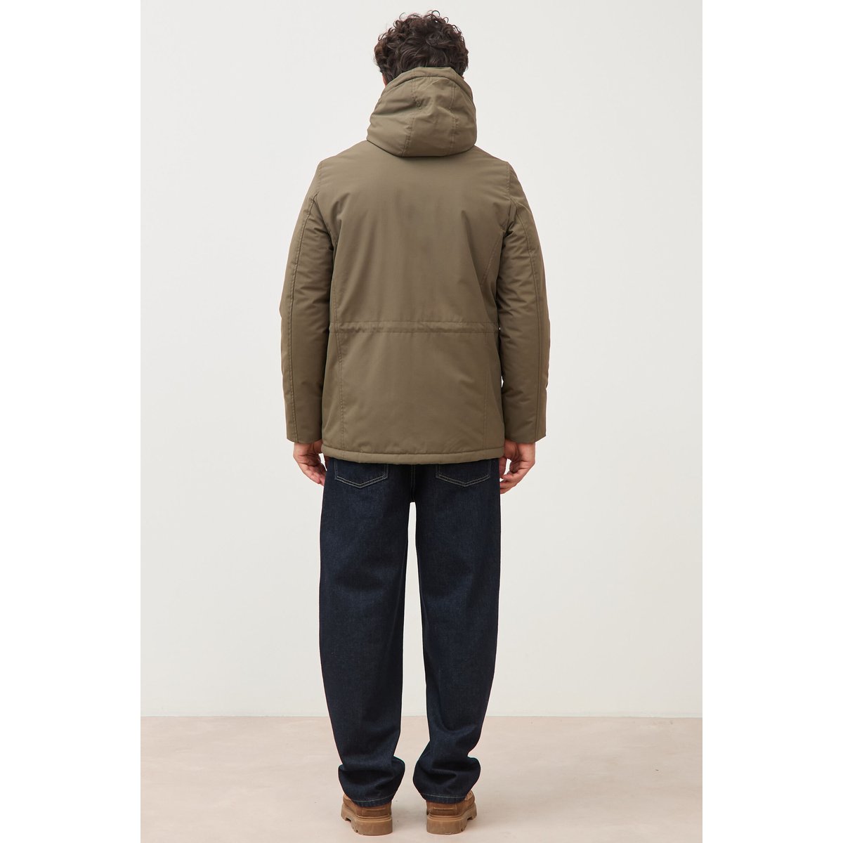 Parka longue droite à capuche taupe, BONOBO