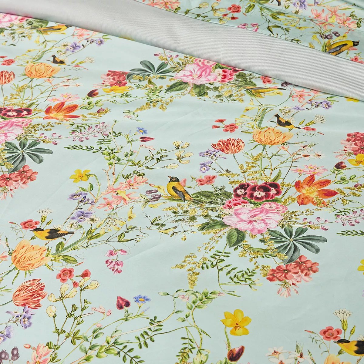 Drap plat satin de coton PRIMAVERA vert d'eau, GARNIER THIEBAUT