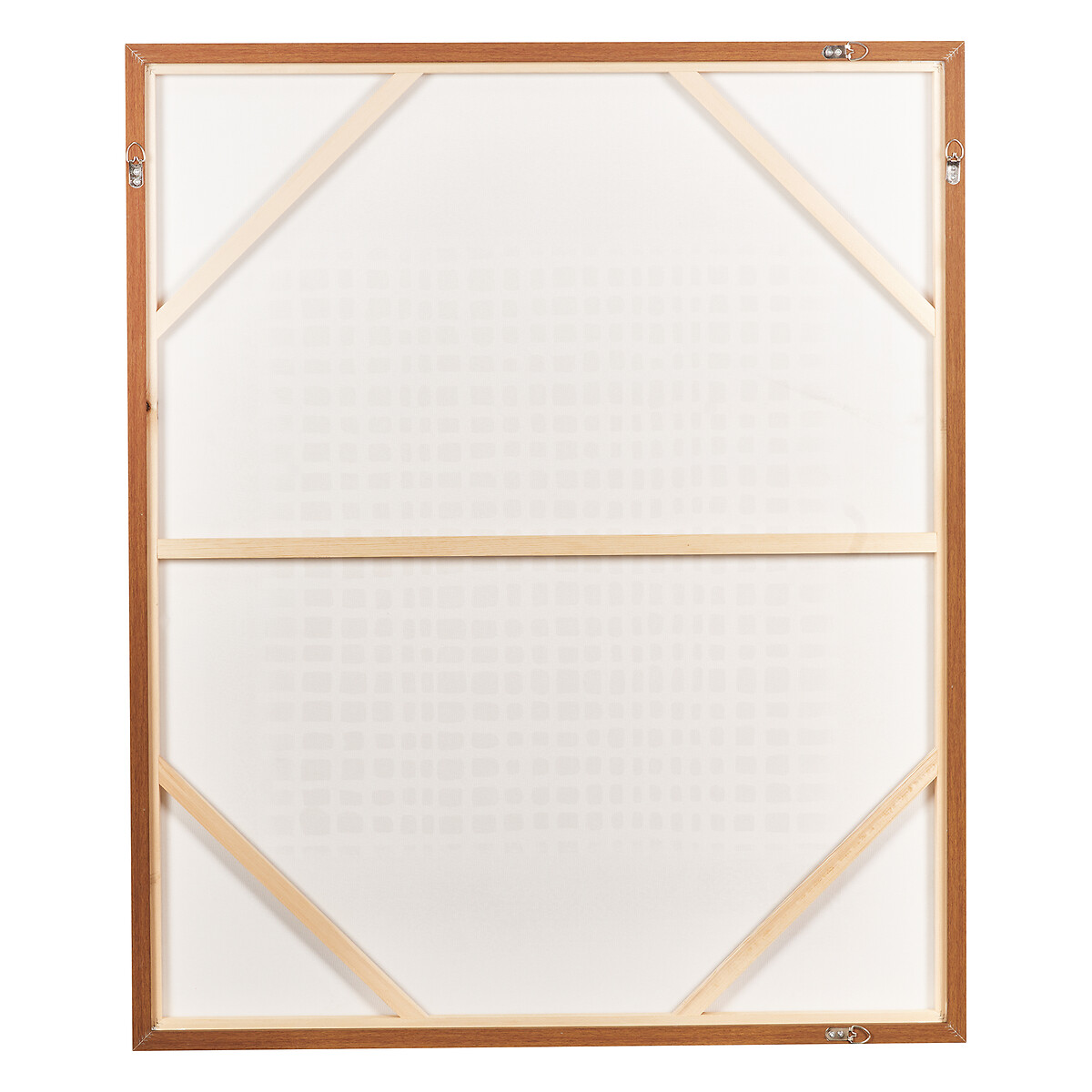 100x120cm Brown and Natural Grid Design Canvas with Oak Effect Frame brown              , ÉDITÉ