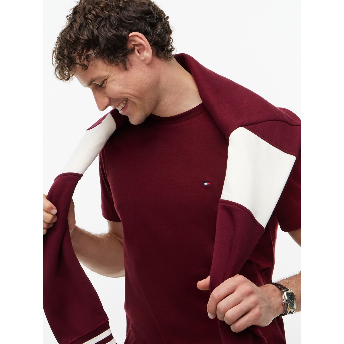 Camiseta recta gruesa burdeos, TOMMY HILFIGER