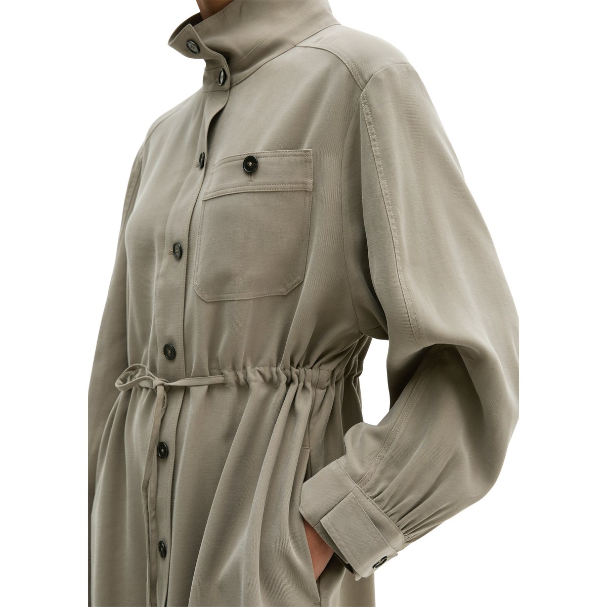 Robe col funnel loose en viscose lavée marron, MARC O'POLO