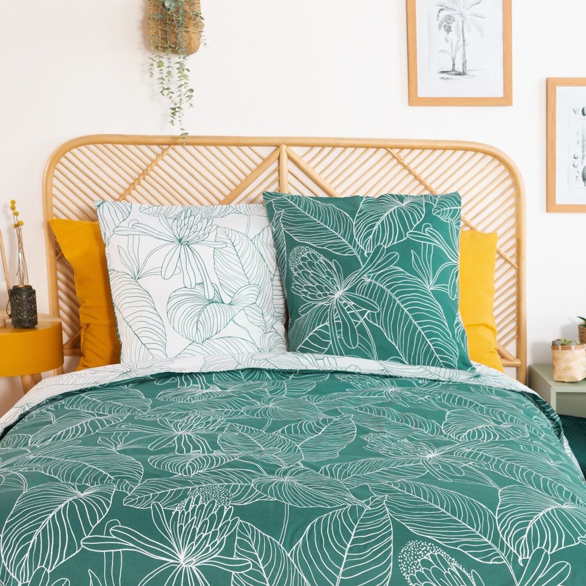Parure housse de couette en coton imprimée, Tilda vert, C DESIGN HOME TEXTILE