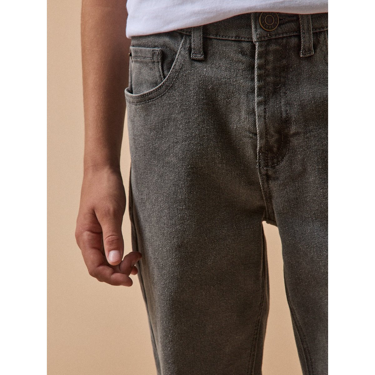 Pantalon relax en denim denim gris fonce, CYRILLUS