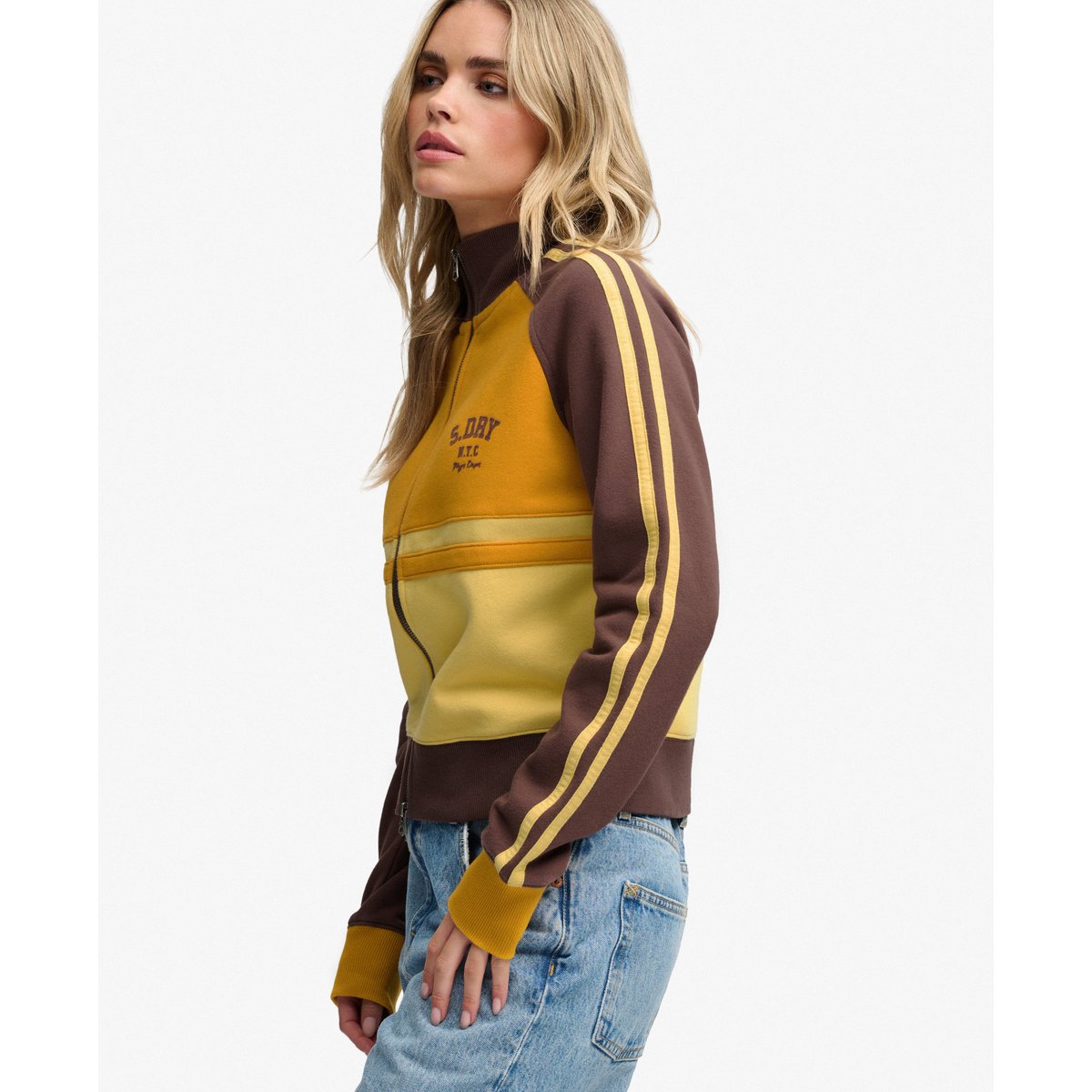 Veste de Survêtement Cult Coupe Décontractée brun café/jaune côtier, SUPERDRY