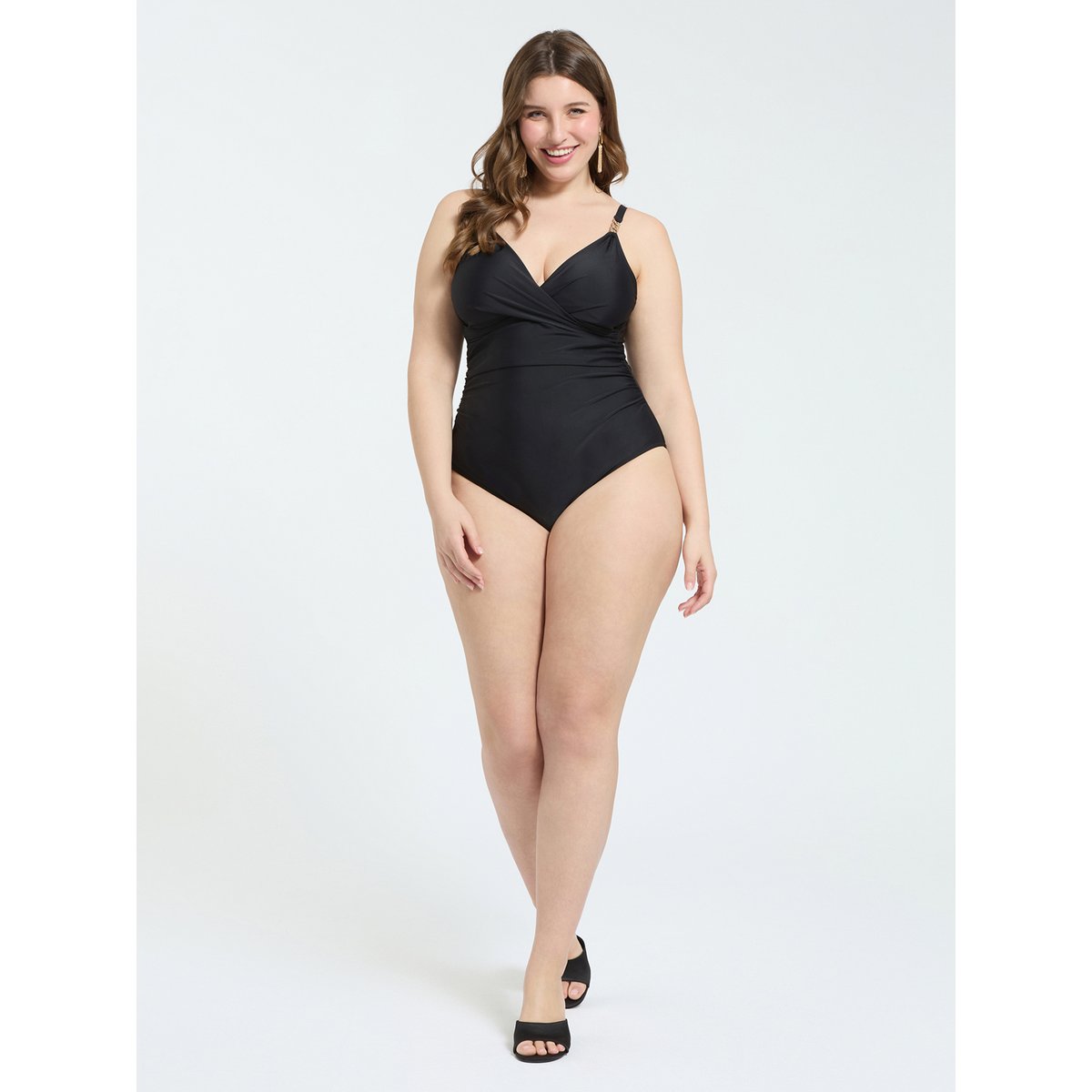 Maillot de bain une pièce à encolure croisée noir, FIORELLA RUBINO