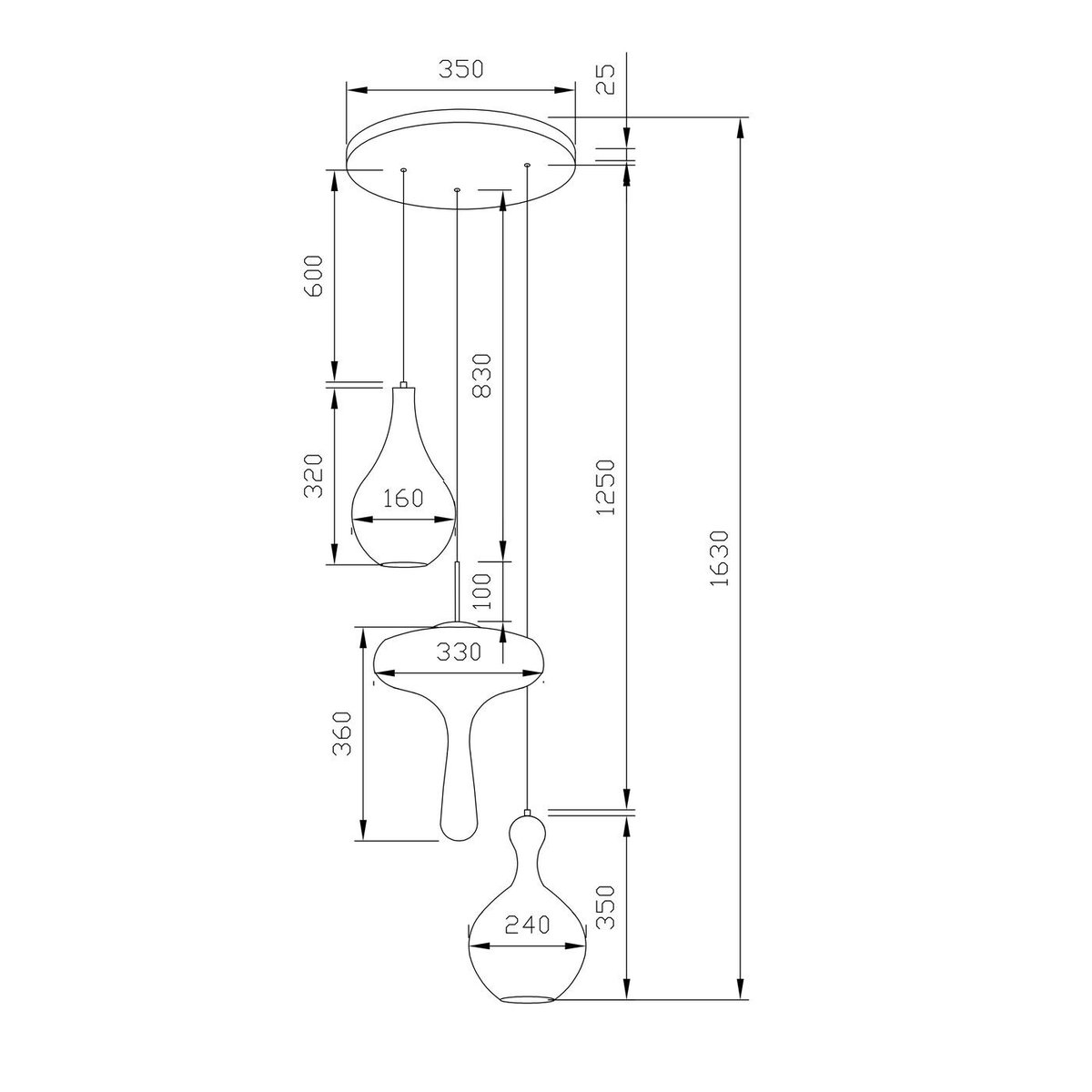 Suspension en verre, GOCCIA gris, KARE DESIGN
