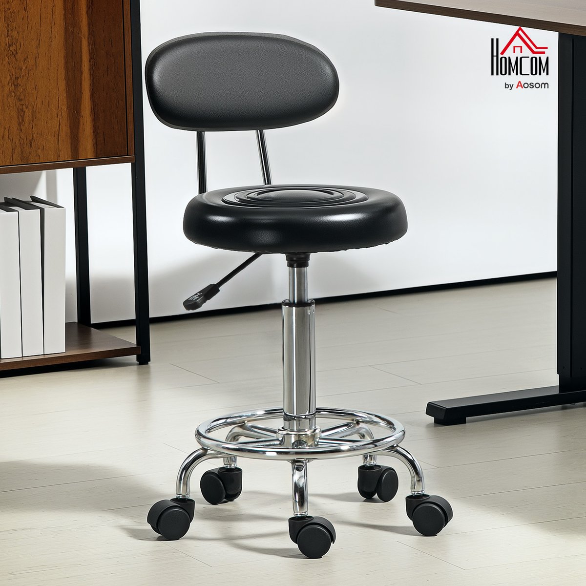 Tabouret de salon Acier Noir noir, HOMCOM