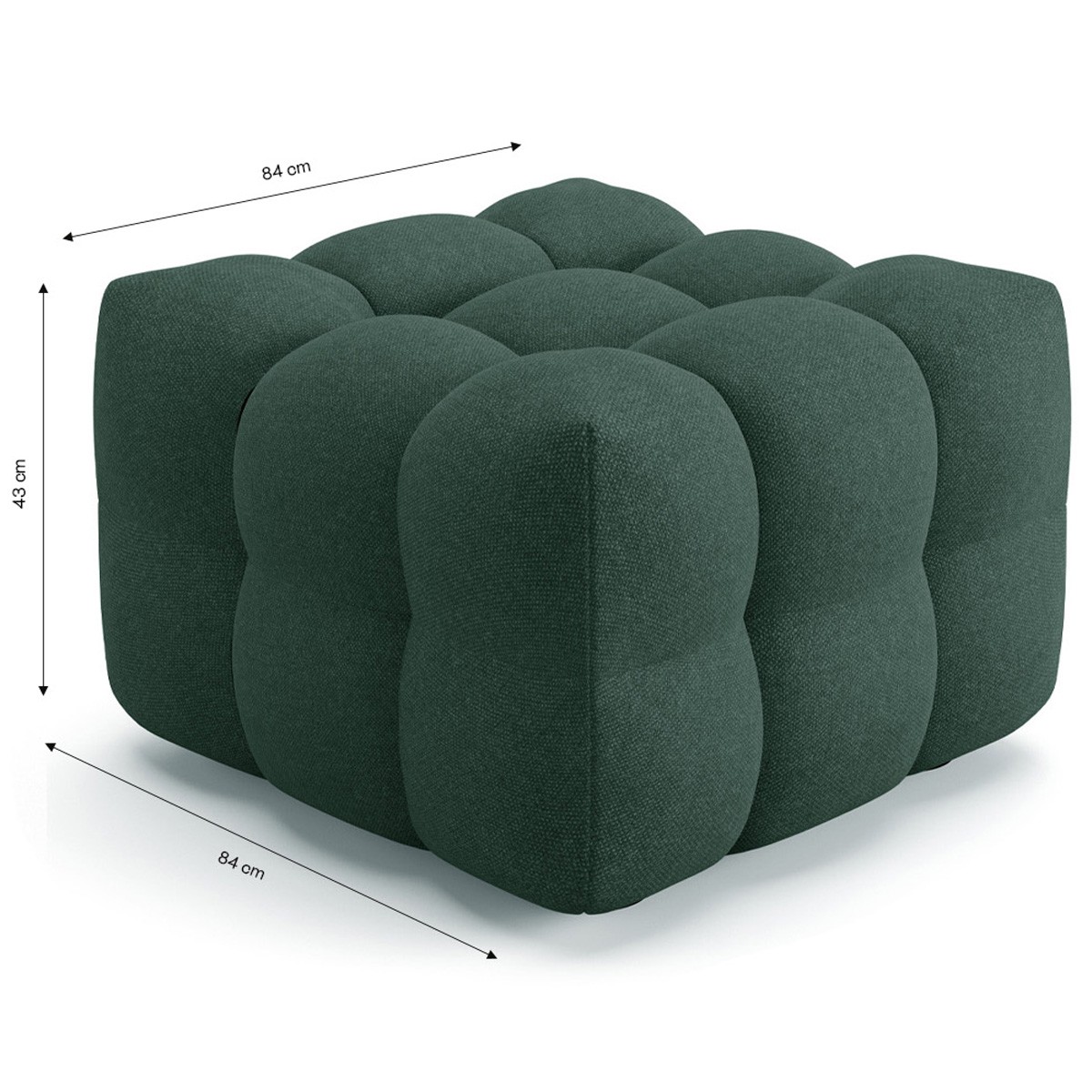 Pouf capitonné en tissu chenille - CESTER vert, HOMIFAB