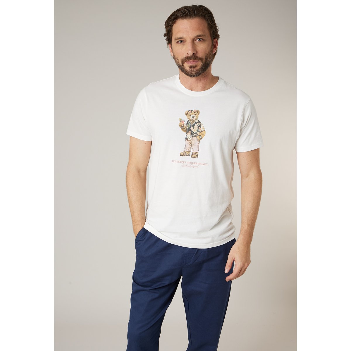 T-shirt homme en coton SUNBEAR naturel, DEELUXE