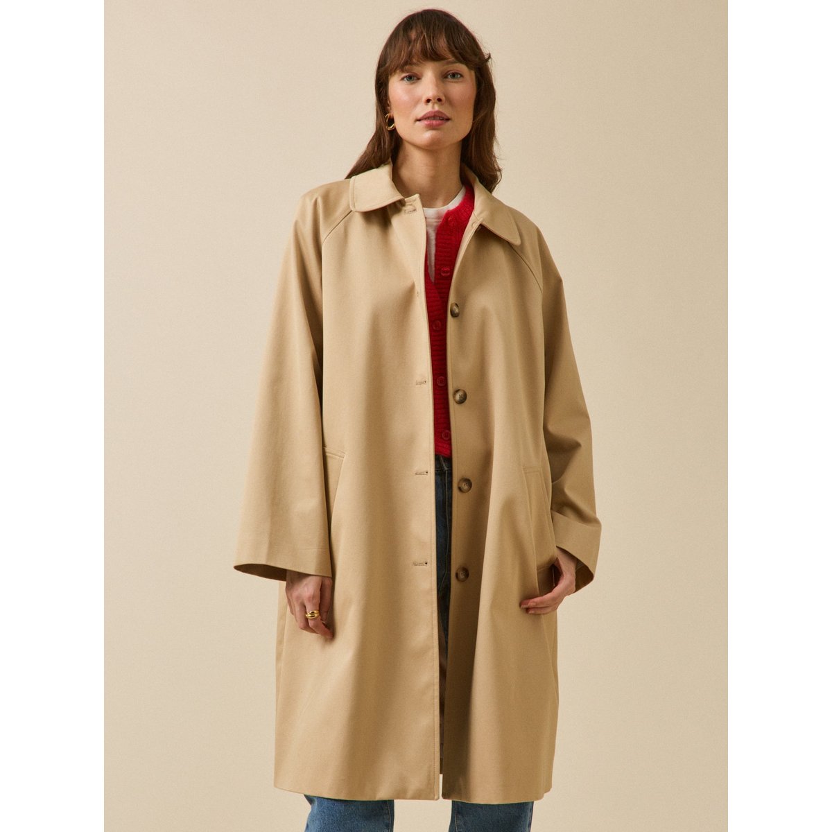 Trench long coton biologique beige clair, CYRILLUS