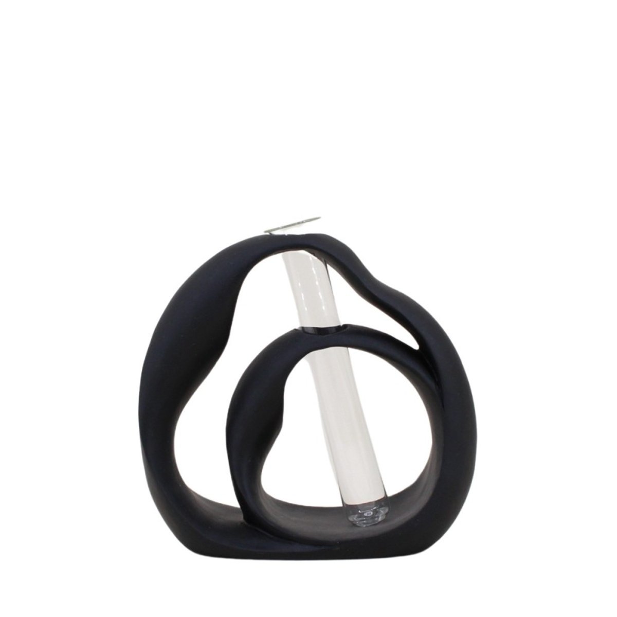 Vase soliflore structure en résine, H22cm noir, ORNAMI