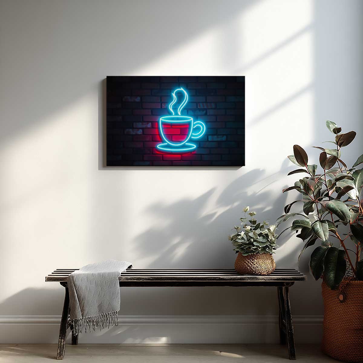 Tableau néon tasse de café toile imprimée, HEXOA