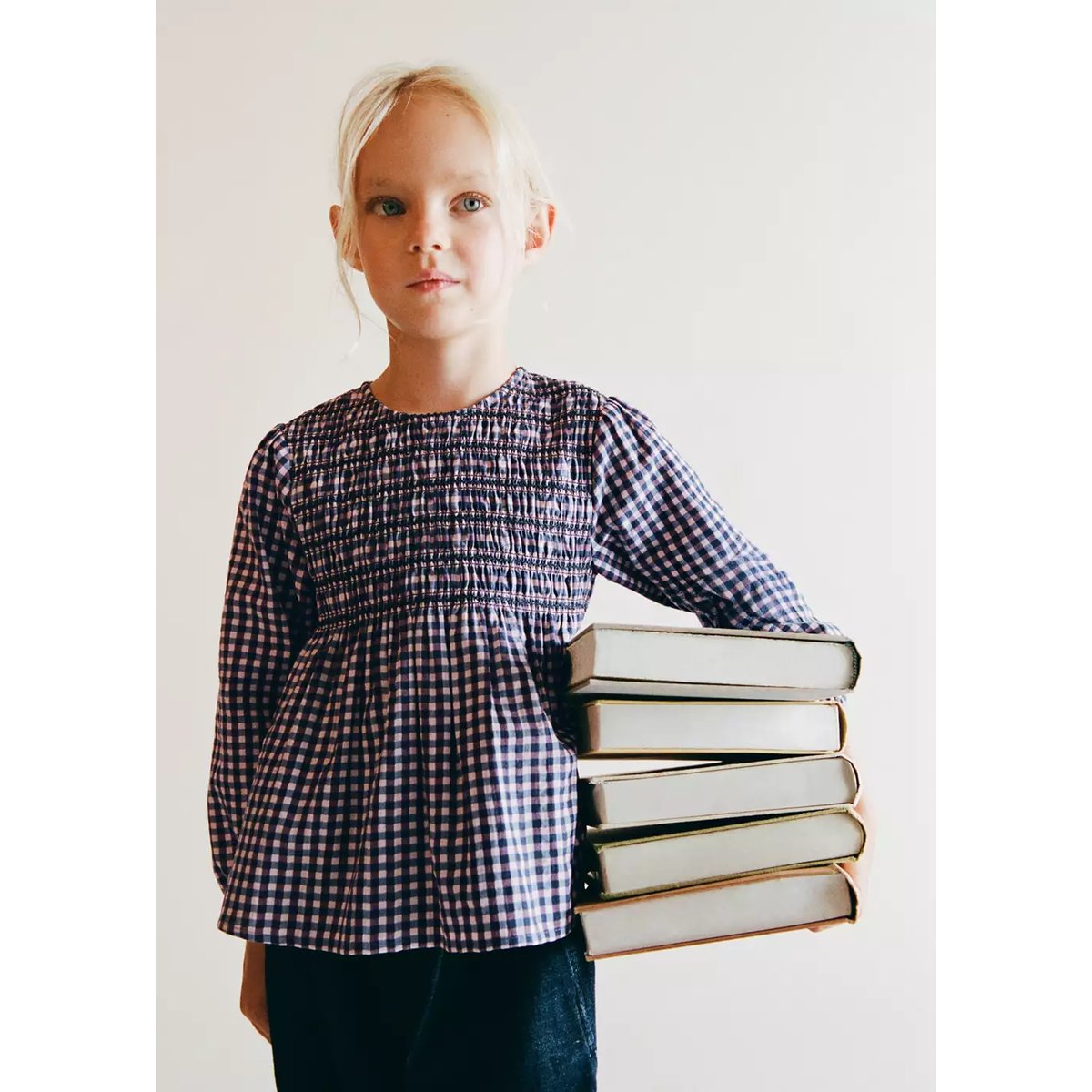Blouse vichy froncée violet, MANGO BABY