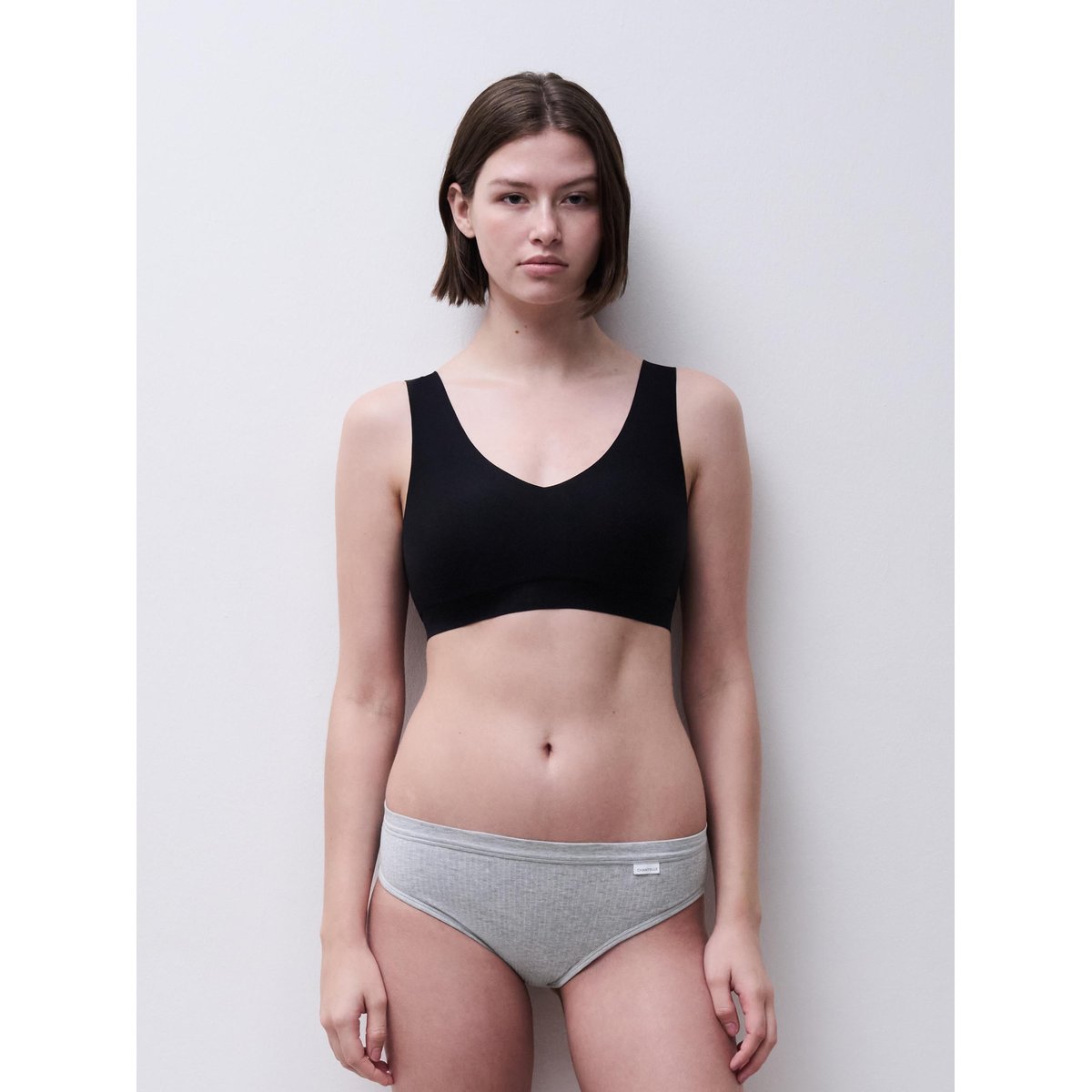 Slip échancré COTTON COMFORT gris mélangé, CHANTELLE