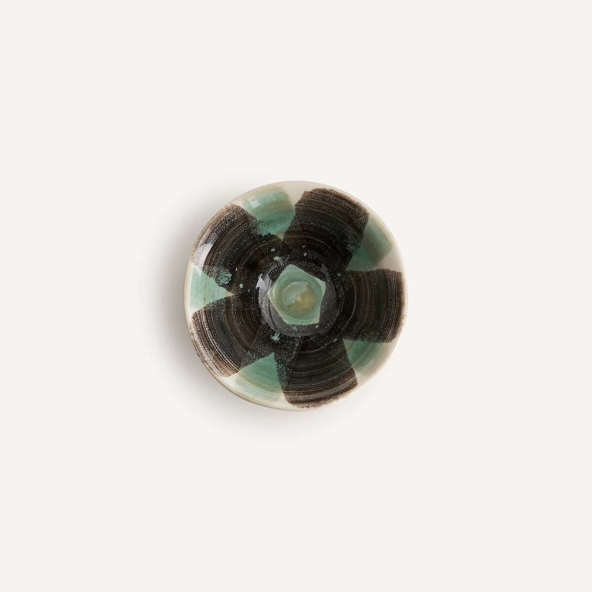 Lot de 4 bols à sauce en grès rayé, diamètre 9 cm, VIANA vert de gris/noir, AM.PM