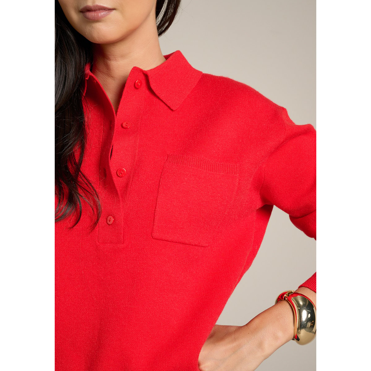 Polo maille douce rouge, LOLALIZA