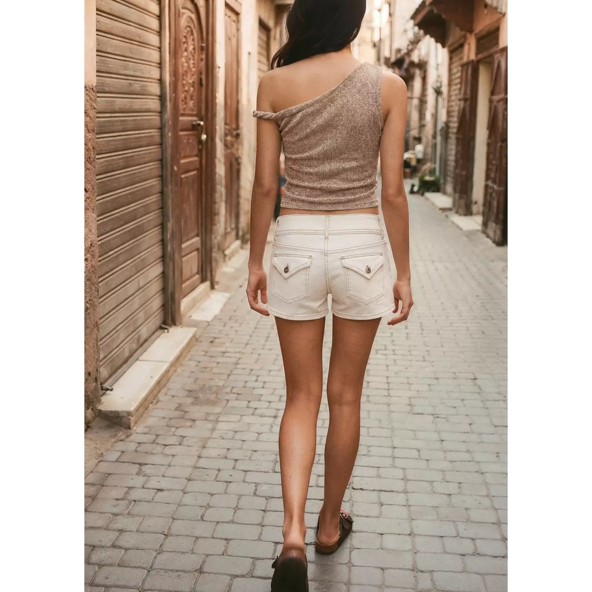 Top texture asymétrique or, MANGO TEEN