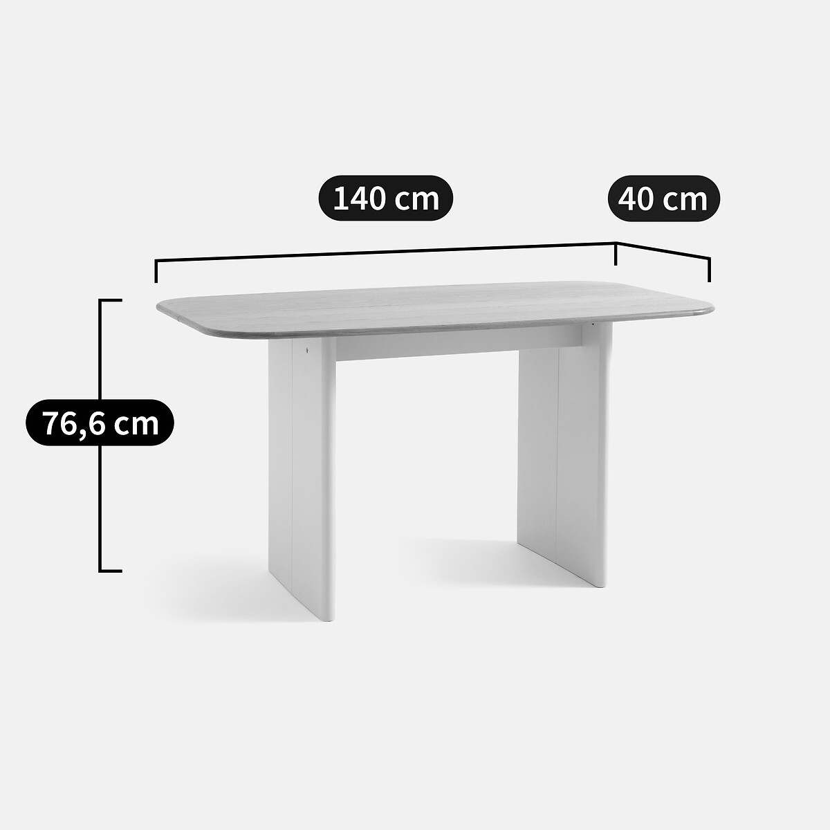 Mesa consola en dos materiales, de 2 a 4 comensales, Piana color roble/blanco, LA REDOUTE INTERIEURS