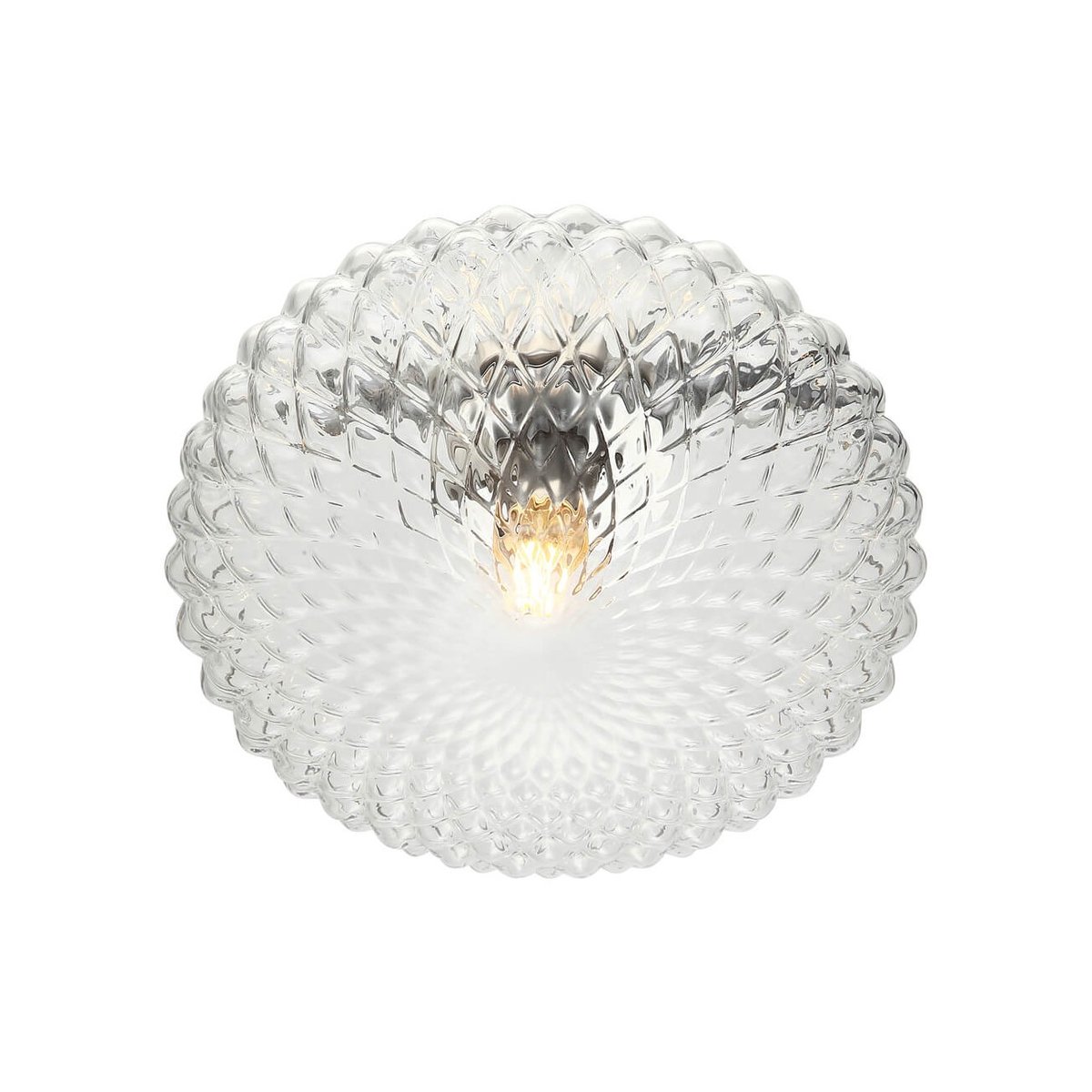 Plafonnier avec abat-jour en verre - ANTHEMIS transparent et chromé, KOSILUM