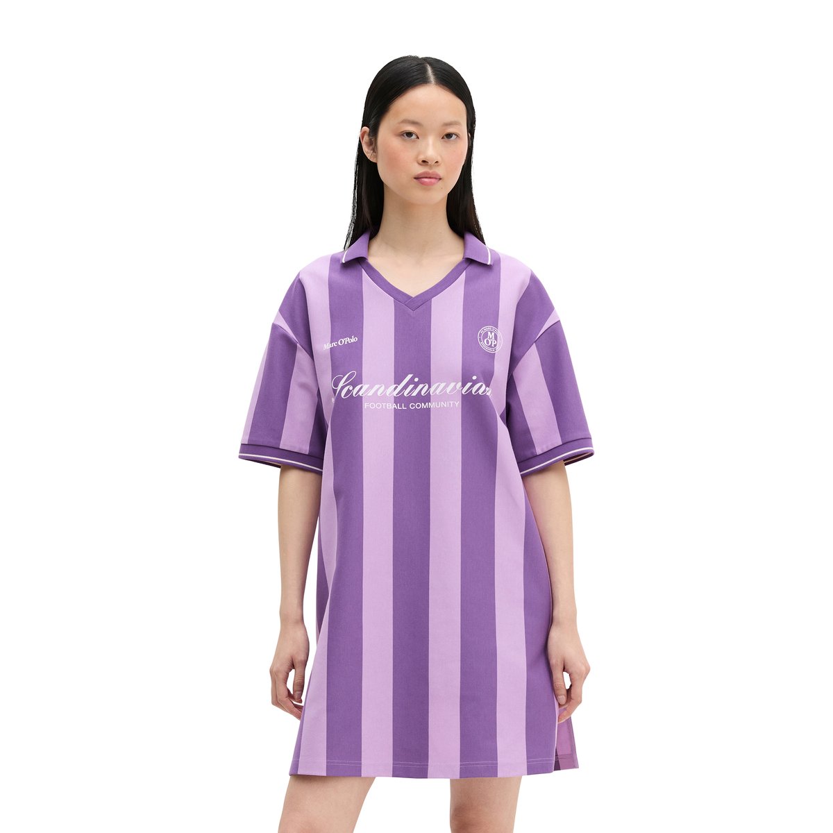 MOP Club '67 Football Maillot Dress, Striped en jersey interlock violet, MARC O'POLO