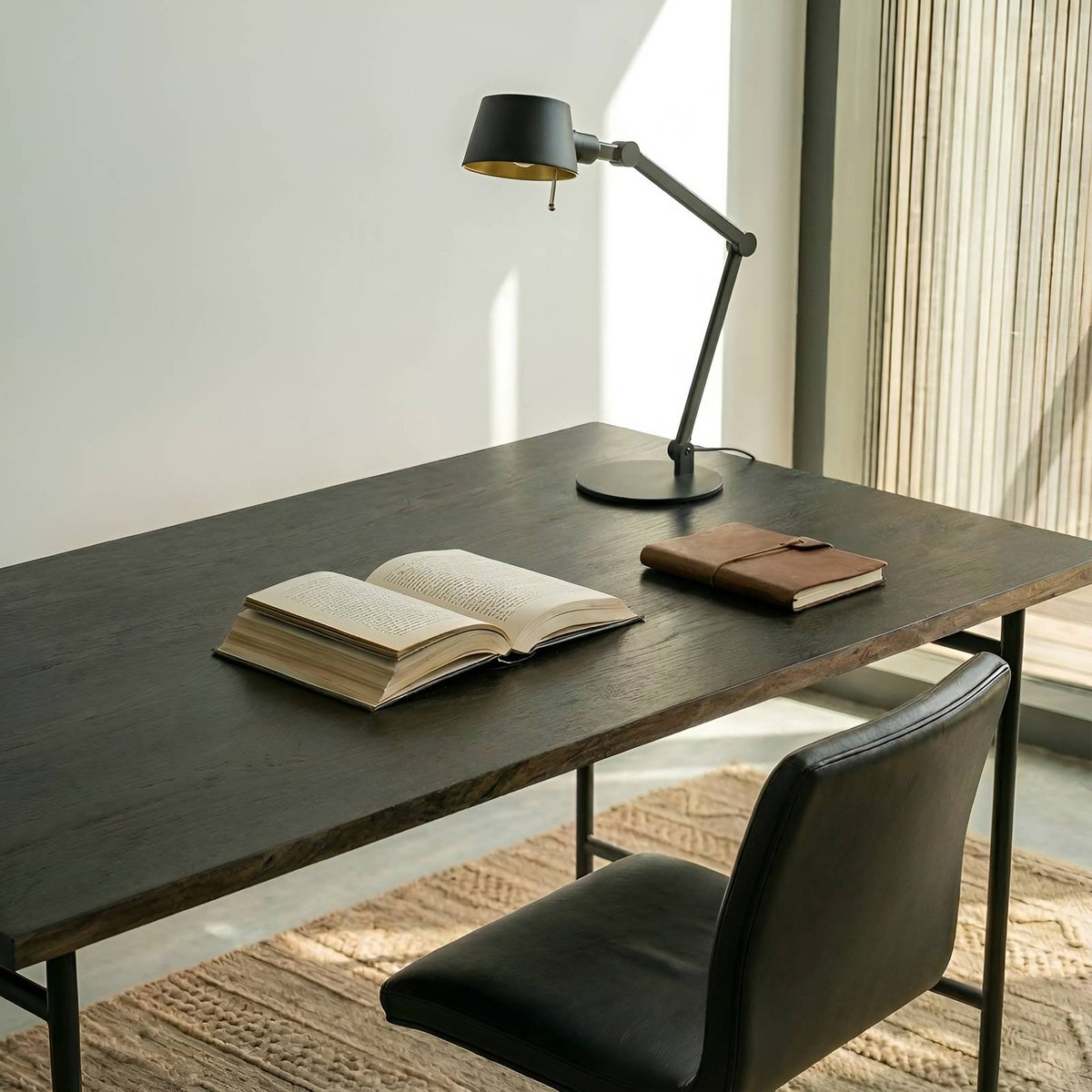 Lampe à poser en métal moderne, Silka noir, doré, LUCANDE
