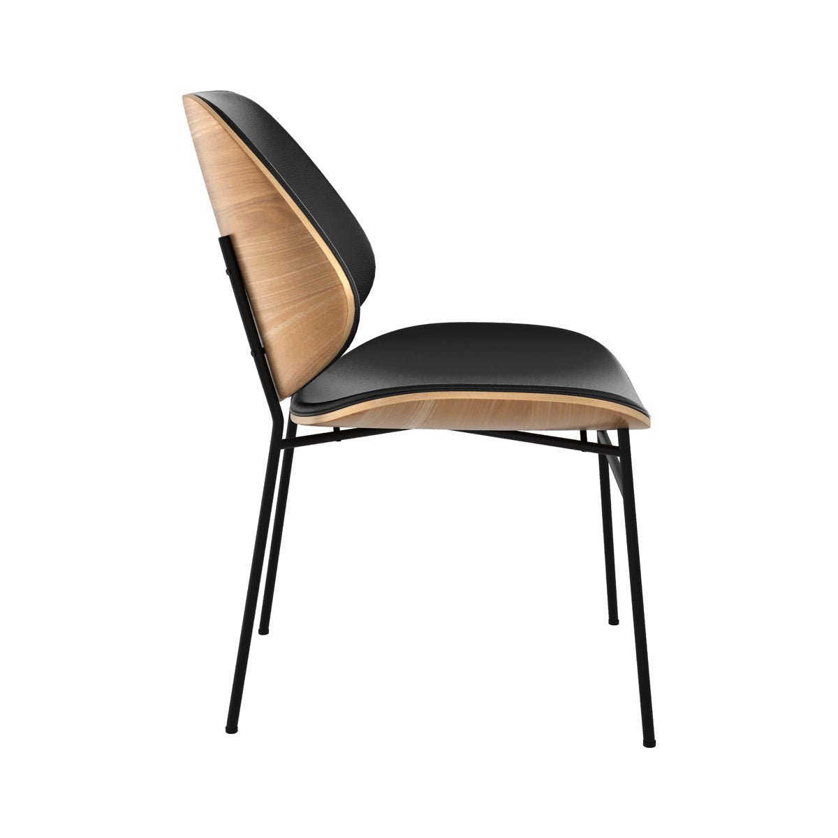 Chaise en bois, PU et pieds en métal - HECTOR noir et bois foncé, MAISON PAVANE
