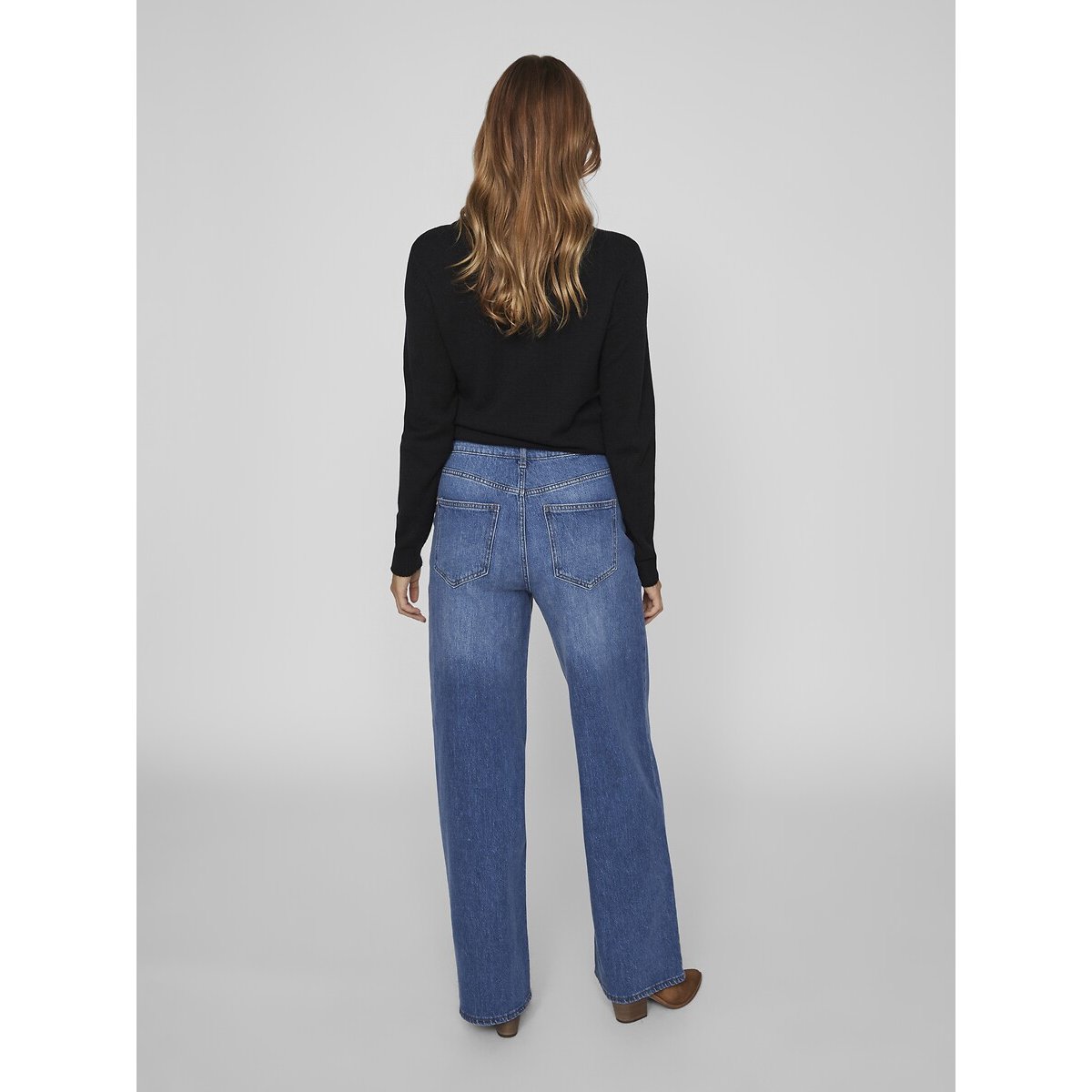 Jeans larghi, vita alta blue denim, VILA