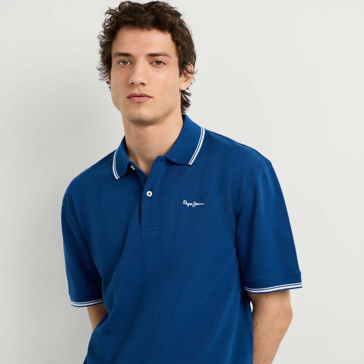 Polo Coupe Regular En Piqué encre bleue, PEPE JEANS