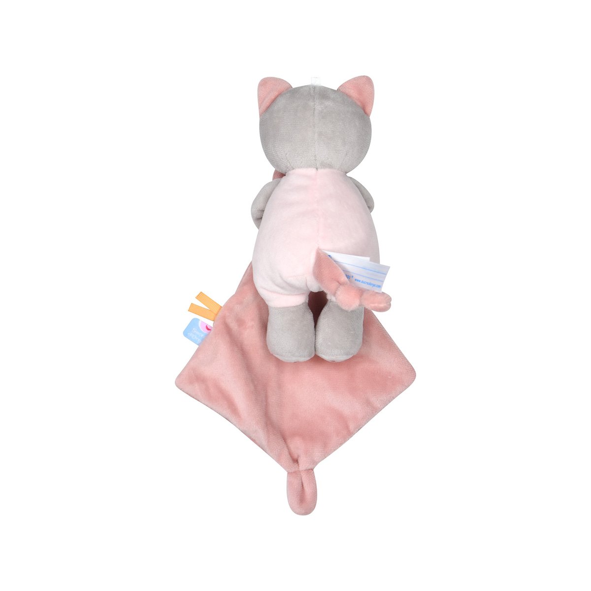 Doudou mouchoir chat velours doux rose, SUCRE D'ORGE