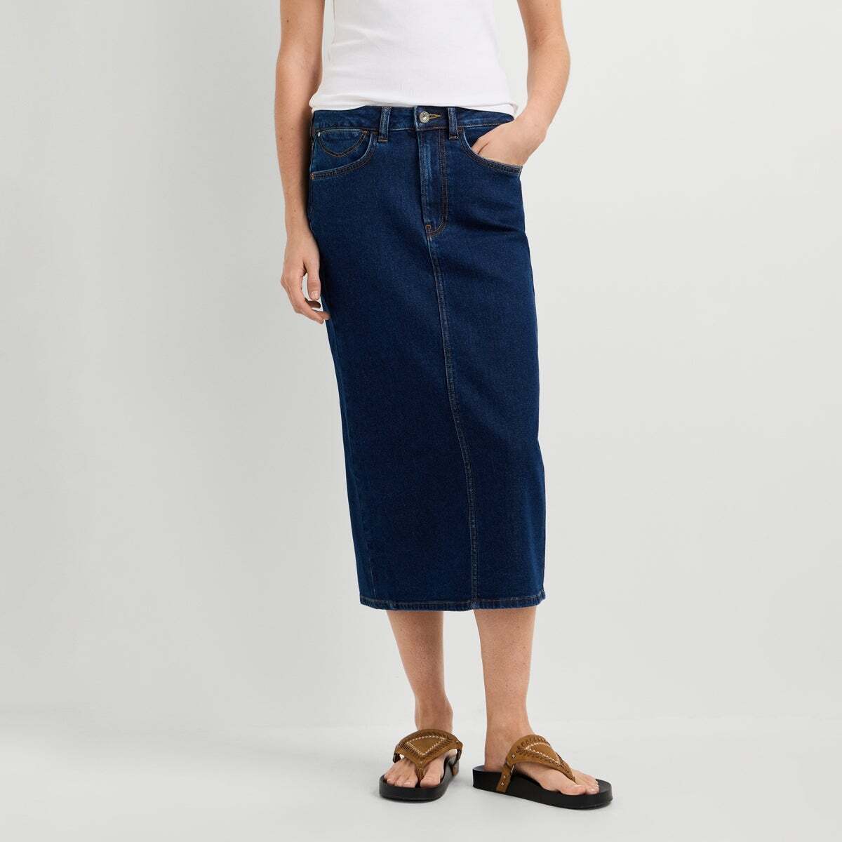 Jupe Midi Avec Détails Brodés noire enzyme, PEPE JEANS