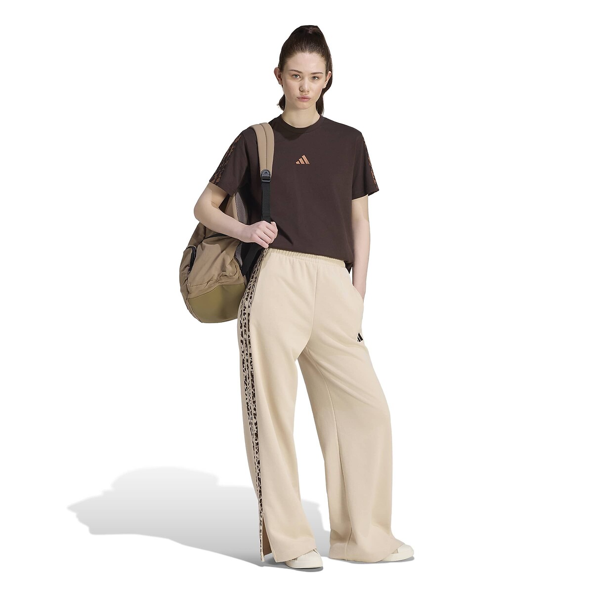 Pantalon large imprimé 3 STRIPES beige/léopard, ADIDAS SPORTSWEAR